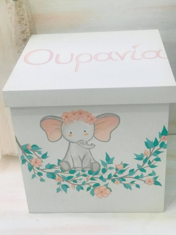 Πακέτο βάπτισης για κορίτσι με θέμα ελέφαντας-λουλούδια