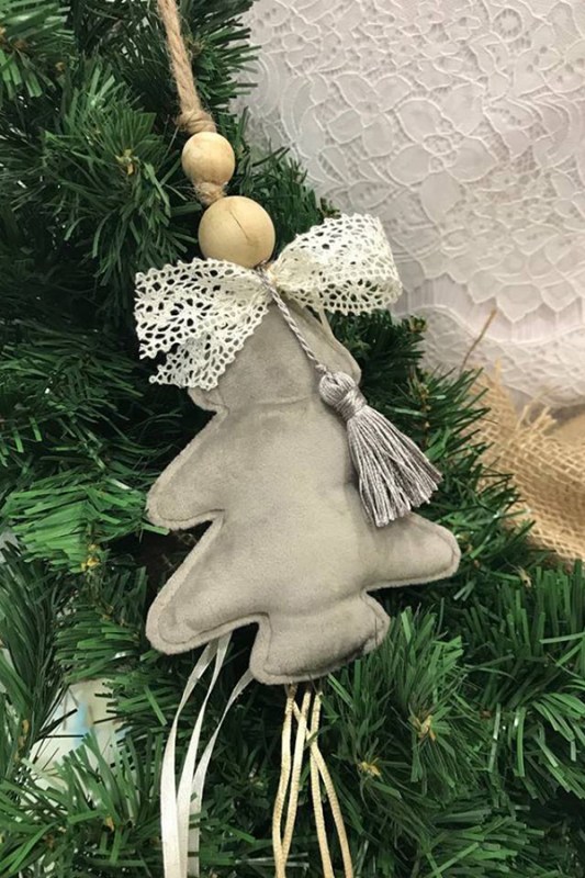 Χριστουγεννιάτικη μπομπονιέρα γάμου δέντρο βελούδο μαξιλαράκι