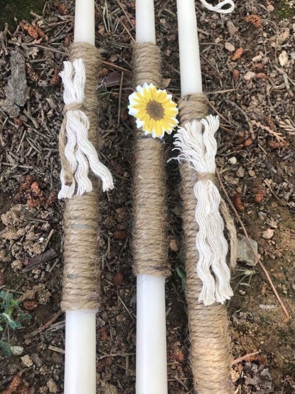 Λαμπάδα κούτα βάπτισης με θέμα μαργαρίτα