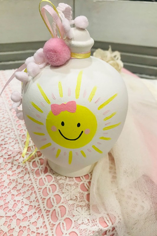 Παιδική μπομπονιέρα βάπτισης κουμπαράς με θέμα ήλιος-sun shine.