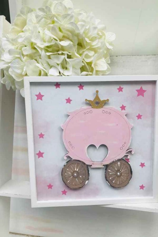 Δώρα για νεογέννητο- μαιευτήριο- βάπτιση - baby shower,καδράκι ξύλινο με άμαξα πριγκίπισσας