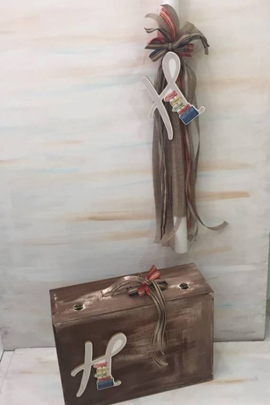 Λαμπάδα Βαλίτσα βάπτισης με θέμα το ταξίδι